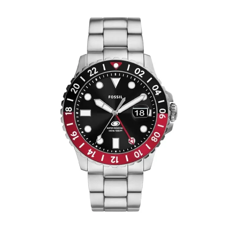 Fossil GMT Black Dial Pepsi Bezel Men’s Watch- FS6092